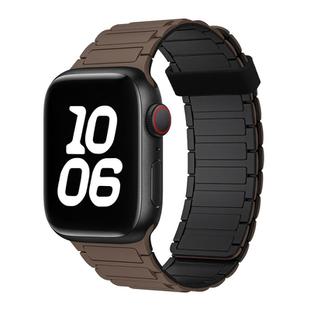 For Apple Watch Series 8 41mm Tri-beads Magnetic Hoop Silicone Watch Band(Chocolate Black)