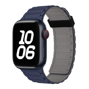 For Apple Watch Series 8 45mm Tri-beads Magnetic Hoop Silicone Watch Band(Indigo Grey)