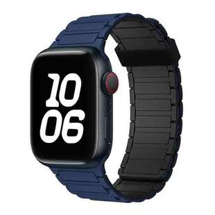 For Apple Watch SE 2022 44mm Tri-beads Magnetic Hoop Silicone Watch Band(Dark Blue Black)