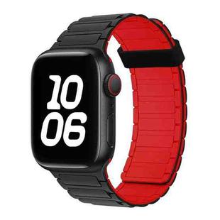 For Apple Watch Series 5 44mm Tri-beads Magnetic Hoop Silicone Watch Band(Black Red)