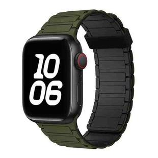 For Apple Watch Series 5 40mm Tri-beads Magnetic Hoop Silicone Watch Band(Army Green Black)