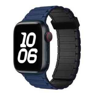 For Apple Watch Series 3 42mm Tri-beads Magnetic Hoop Silicone Watch Band(Dark Blue Black)