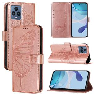 For T-Mobile REVVL 6 / 6x Embossed Butterfly Leather Phone Case(Rose Gold)