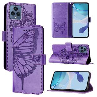 For T-Mobile REVVL 6 / 6x Embossed Butterfly Leather Phone Case(Light Purple)