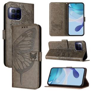 For T-Mobile REVVL 7 Pro 5G Embossed Butterfly Leather Phone Case(Grey)