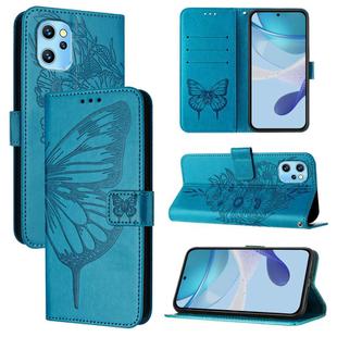 For UMIDIGI Power 7 Max Embossed Butterfly Leather Phone Case(Blue)