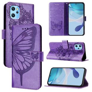 For UMIDIGI Power 7 Max Embossed Butterfly Leather Phone Case(Light Purple)