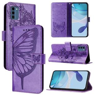 For Nokia C300 Embossed Butterfly Leather Phone Case(Light Purple)