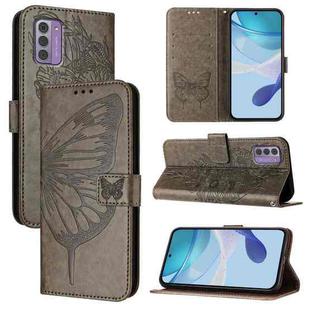 For Nokia G42 / G310 Embossed Butterfly Leather Phone Case(Grey)