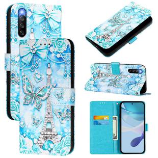 For Sony Xperia 10 IV Colored Drawing Pattern Plain Weave Leather Phone Case(Tower Butterfly)