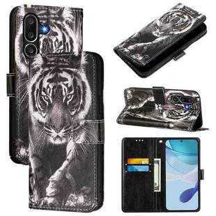 For Samsung Galaxy M56 5G Colored Drawing Pattern Plain Weave Leather Phone Case(Black And White Tiger)