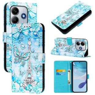 For Xiaomi Poco M7 Pro 5G Colored Drawing Pattern Plain Weave Leather Phone Case(Tower Butterfly)