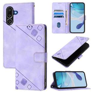 For Samsung Galaxy M56 5G Skin-feel Embossed Leather Phone Case(Light Purple)