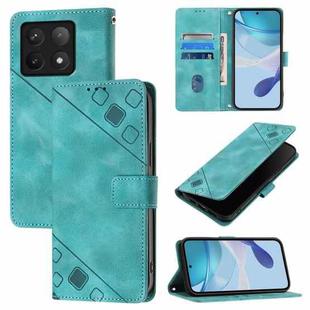 For Xiaomi 14T Pro Skin-feel Embossed Leather Phone Case(Green)