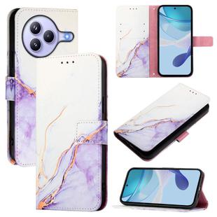 For Xiaomi Civi 5 Pro PT003 Marble Pattern Flip Leather Phone Case(White Purple)
