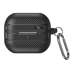 For Samsung Galaxy Buds3 / 3 Pro Carbon Fiber Texture Earphone Protective Case with Carabiner(Black)