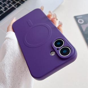 For iPhone 16 Plus Solid Color Liquid Silicone MagSafe Magnetic Phone Case(Dark Purple)