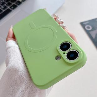 For iPhone 16 Solid Color Liquid Silicone MagSafe Magnetic Phone Case(Matcha Green)