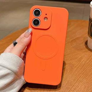 For iPhone 11 Solid Color Liquid Silicone MagSafe Magnetic Phone Case(Orange)