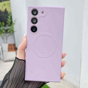 For Samsung Galaxy S23+ 5G Solid Color Liquid Silicone MagSafe Magnetic Phone Case(Grass Purple)