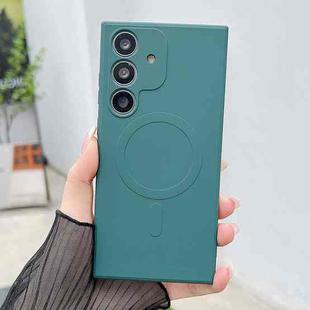 For Samsung Galaxy S23 FE 5G Solid Color Liquid Silicone MagSafe Magnetic Phone Case(Dark Green)