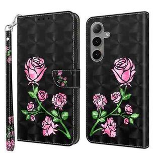 For Samsung Galaxy S24 FE 5G 3D Painted Leather Phone Case(Rose)