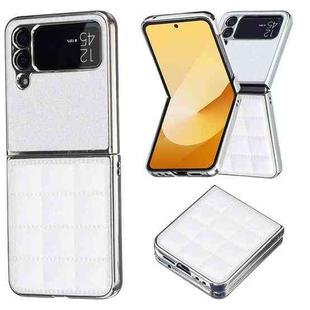 For Samsung Galaxy Z Flip4 Electroplating Square Glitter PU Phone Case(White)