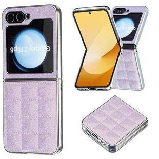 For Samsung Galaxy Z Flip5 Electroplating Square Glitter PU Phone Case(Purple)