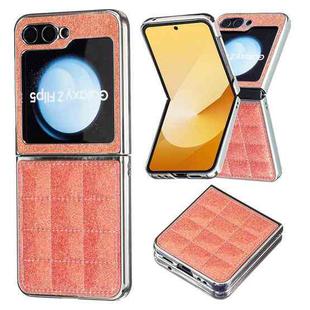 For Samsung Galaxy Z Flip5 Electroplating Square Glitter PU Phone Case(Orange)