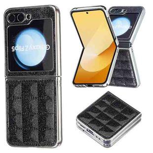 For Samsung Galaxy Z Flip6 Electroplating Square Glitter PU Phone Case(Black)