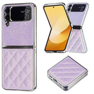 For Samsung Galaxy Z Flip4 Electroplating Rhombic Glitter PU Phone Case(Purple)