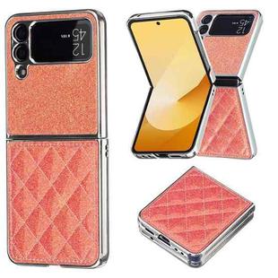 For Samsung Galaxy Z Flip4 Electroplating Rhombic Glitter PU Phone Case(Orange)