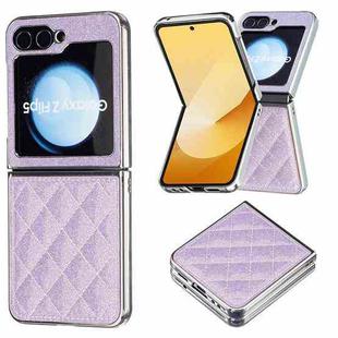 For Samsung Galaxy Z Flip5 Electroplating Rhombic Glitter PU Phone Case(Purple)