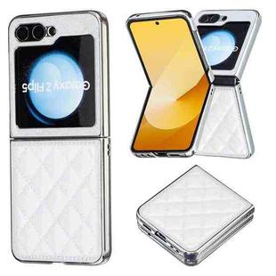 For Samsung Galaxy Z Flip5 Electroplating Rhombic Glitter PU Phone Case(White)