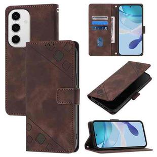 For Samsung Galaxy S24 FE 5G Skin-feel Embossed Leather Phone Case(Brown)