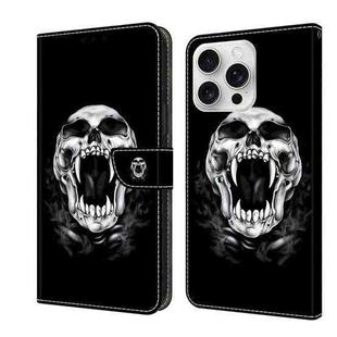 For iPhone 16 Pro Max Crystal Painted Leather Phone case(Skull)