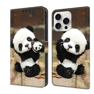 For iPhone 16 Pro Max Crystal Painted Leather Phone case(Panda)