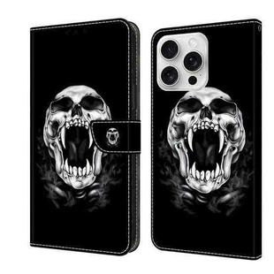 For iPhone 16 Pro Crystal Painted Leather Phone case(Skull)