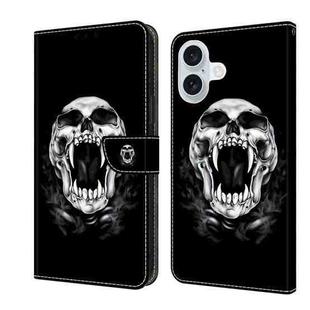 For iPhone 16 Crystal Painted Leather Phone case(Skull)