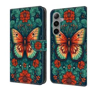 For Samsung Galaxy S24 FE 5G Crystal Painted Leather Phone case(Flower Butterfly)