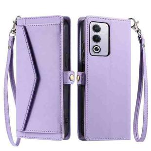 For OPPO A3 Pro 5G Global Wallet Multi-card Slot Leather Phone Case with Lanyard(Purple)