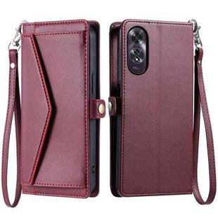 For OPPO A60 Wallet Multi-card Slot Leather Phone Case with Lanyard(Wine Red)