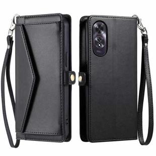 For OPPO A60 Wallet Multi-card Slot Leather Phone Case with Lanyard(Black)