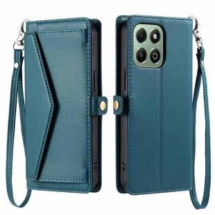 For Honor X6b / X6a Wallet Multi-card Slot Leather Phone Case with Lanyard(Green)