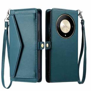 For Honor X9b / 50 Wallet Multi-card Slot Leather Phone Case with Lanyard(Green)