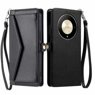 For Honor X9b / 50 Wallet Multi-card Slot Leather Phone Case with Lanyard(Black)