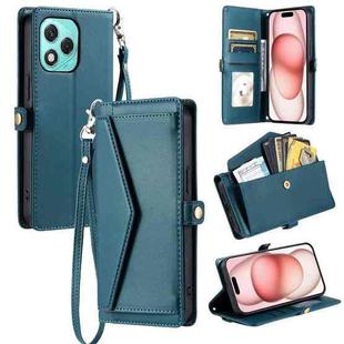 For Honor 400 Lite Wallet Multi-card Slot Leather Phone Case with Lanyard(Green)