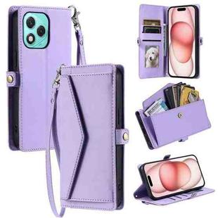 For Honor 400 Lite Wallet Multi-card Slot Leather Phone Case with Lanyard(Purple)
