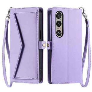 For Sony Xperia 1 VI Wallet Multi-card Slot Leather Phone Case with Lanyard(Purple)