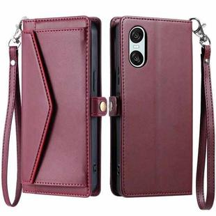 For Sony Xperia 10 VI Wallet Multi-card Slot Leather Phone Case with Lanyard(Wine Red)